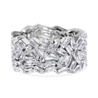 LUSTRO STELLA Wei&szlig;er Zirkonia Ring 925 Silber rhodiniert (Gr&ouml;&szlig;e 18.00) 10.41 ct