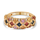 Mehrfarbiger Saphir und Zirkon-Ring, 925 Silber Gelbgold Vermeil (Größe 16.00) ca. 1,82 ct