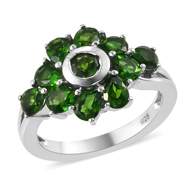 Nat&uuml;rlicher Chromdiopsid Ring 925 Silber platiniert  ca. 2,16 ct image number 4