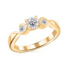 Moissanit Trio Ring, 925 Silber Gelbgold Vermeil (Größe 18.00) ca. 0.72 ct