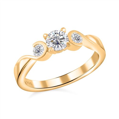 Moissanit Ring, 925 Silber Gelbgold Vermeil - 0,72 ct. image number 0