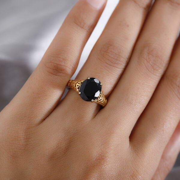 Schwarzer Spinell Ring 925 Silber vergoldet  ca. 4,02 ct image number 3