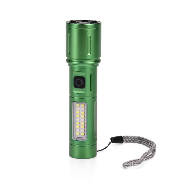LIVMORE 6 in 1 LED-Taschenlampen aus Metall mit SOS Funktion, wiederaufladbar, 14x3,5 cm, Gr&uuml;n image number 2