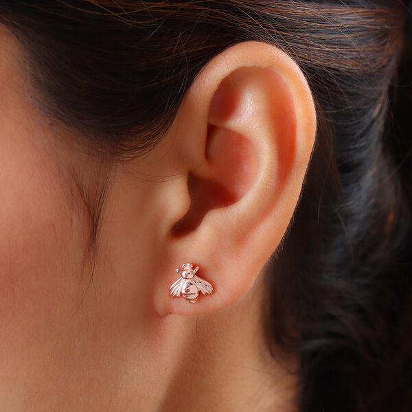 Honigbiene Ohrstecker 925 Silber ros&eacute;vergoldet image number 3