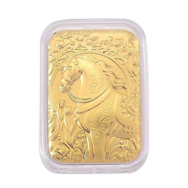 999er Goldfolie mit Pferd-Motiv, 10mg, 3,1x4,5cm