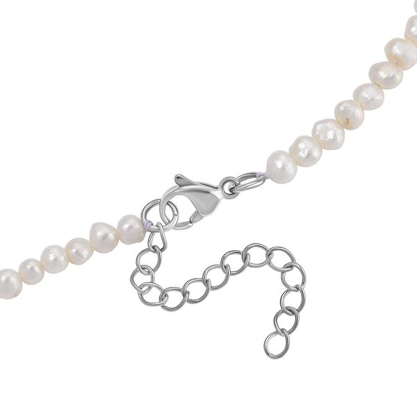 Weiße Süßwasser Perle 45+5cm Halskette image number 5