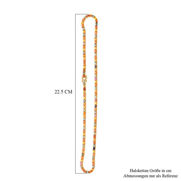 D'Joy AA Mehrfarbig Saphir Halskette ca. 45 cm 925 Silber 750 Gelbgold Vermeil ca. 26.44 ct image number 4