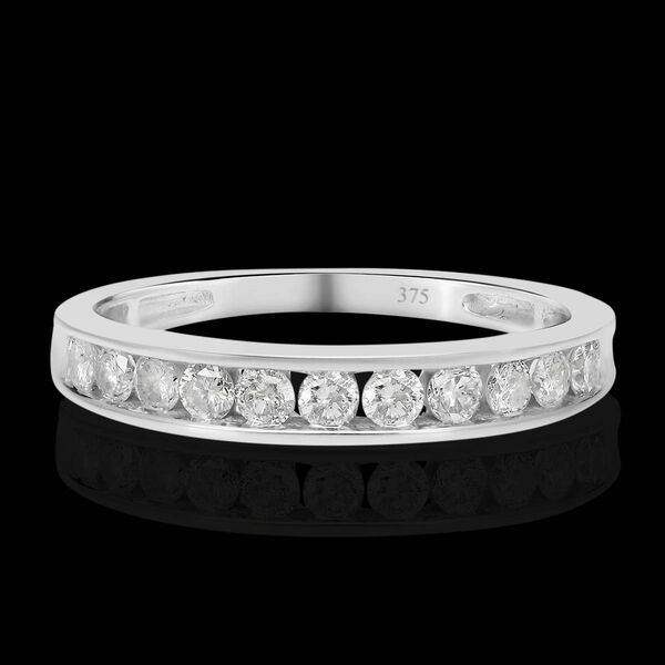 Diamant Half Eternity-Ring, SGL zertifiziert I2-I3 G-H, 375 Wei&szlig;gold  ca. 0,50 ct image number 2