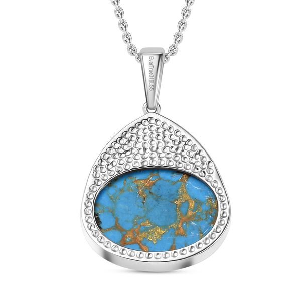 Blaues T&uuml;rkis Anh&auml;nger mit Kette, 316L Edelstahl ca. 16.28 ct image number 5