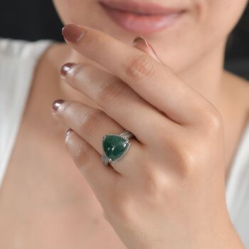 Gr&uuml;ner Aventurin Ring Edelstahl (Gr&ouml;&szlig;e 17.00) ca. 6,13 ct