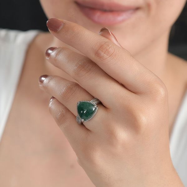 Gr&uuml;ner Aventurin Ring Edelstahl (Gr&ouml;&szlig;e 17.00) ca. 6,13 ct image number 3