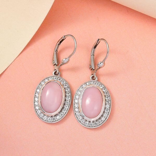 Rosa Opal und wei&szlig;e Zirkon-Ohrh&auml;nger - 6,45 ct. image number 2