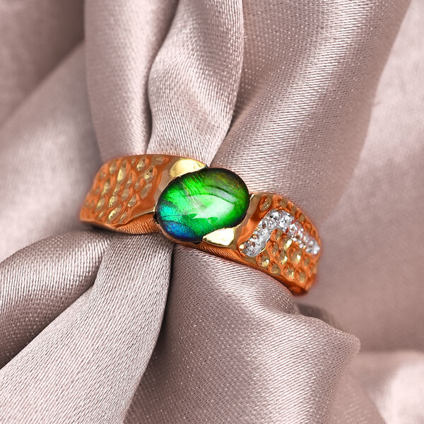 Kanadischer Ammolit und Zirkon-Ring - 1,22 ct. image number 2