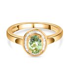 AA Merelani Mint-Granat und weißer Diamant-Ring, 925 Silber Gelbgold Vermeil (Größe 20.00) ca. 1.02 ct