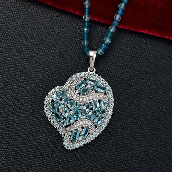 D'Joy Blauer Apatit und Neon Apatit Anh&auml;nger mit 45cm Kette - 35,81 ct.