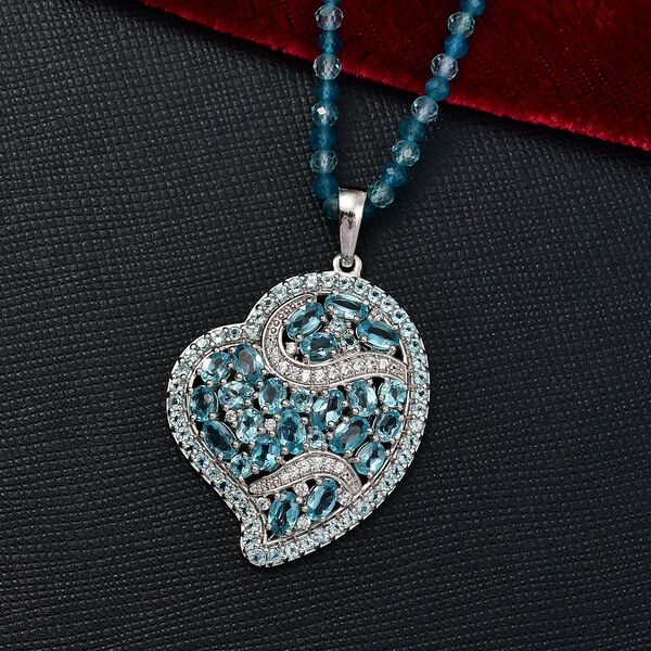 D'Joy Blauer Apatit und Neon Apatit Anhänger mit 45cm Kette - 35,81 ct. image number 1