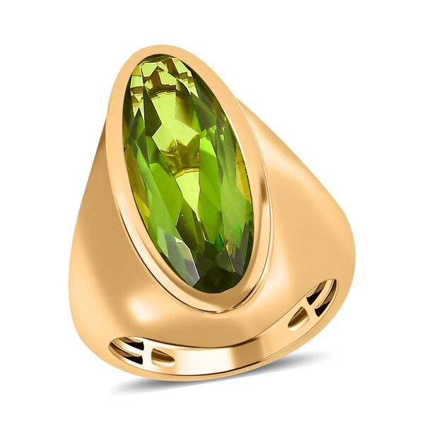 Chartreuse Quarz Ring, 925 Silber Gelbgold Vermeil (Gr&ouml;&szlig;e 17.00) ca. 6.86 ct image number 4