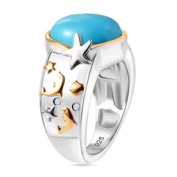 AA Sleeping Beauty T&uuml;rkis und Zirkon Ring - 4,38 ct. image number 7