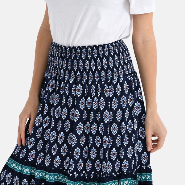 Maxirock mit Ethno- und Bordürenmuster, elastischer Bund, Länge 75 cm, Dunkelblau image number 5