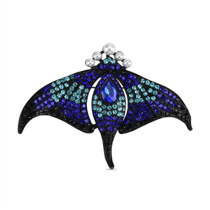 Kunststoff Perle, Mehrfarbiger Kristall Stachelrochen Brosche  Schwarz