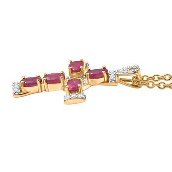 D'Joy afrikanischer Rubin und Zirkon Anh&auml;nger mit 50cm Kette - 2 ct.