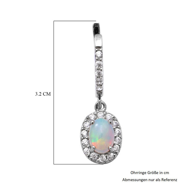 Nat&uuml;rlicher &Auml;thiopischer Opal und Zirkon Tropfen Ohrh&auml;nger 925 Silber platiniert ca. 1,51 ct&nbsp; image number 4