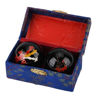 "Cloisonne enamel fitness ball Dragon Size:3# 4.7cm Material:Iron Color: Black "