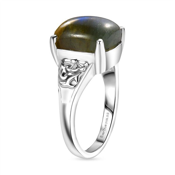 4er Set- AAA Labradorit Ohrringe, Anhänger mit Kette (ca. 50 cm) und Ring (Größe 20.00), Schmuckset, Reiner Edelstahl ca. 15.00 ct image number 6