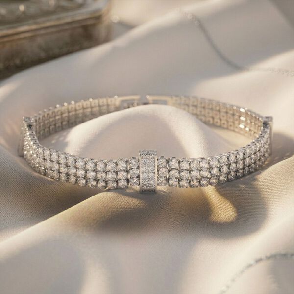 Wei&szlig;er Zirkonia Armband ca. 19 cm Nickelfreies Messing 10.00 ct image number 1