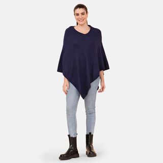 LA MAREY - Superweicher Pashmina Poncho, Größe 71x71 cm, Dunkelblau