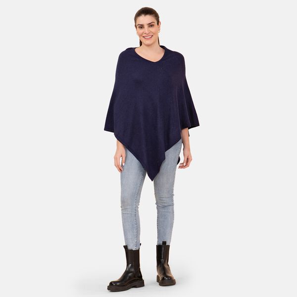LA MAREY Superweicher Pashmina Poncho, Gr&ouml;&szlig;e 71x71 cm, Dunkelblau&nbsp;