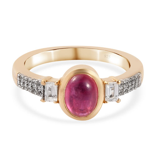 Fissure gefüllt Rubin und Zirkon Ring 925 Silber vergoldet  ca. 1,58 ct image number 0