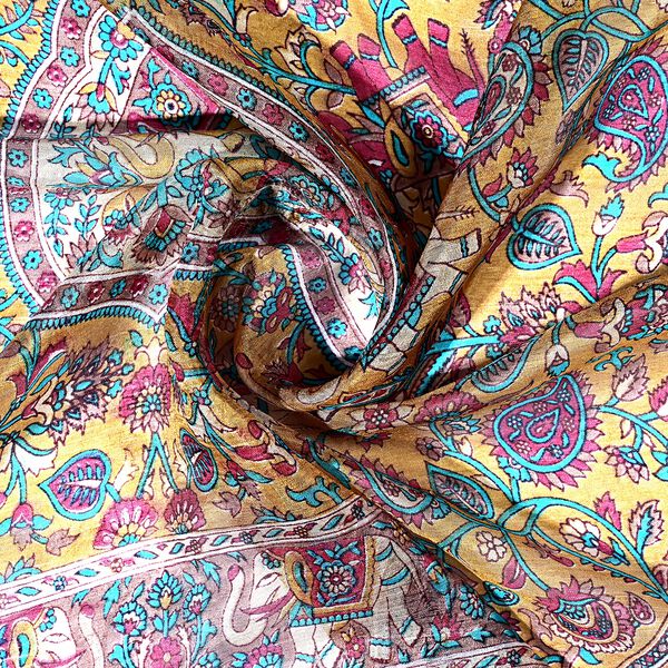 LA MAREY - Seidenschal 100% Seide 50 x 170 cm Hellblau Gelb image number 5