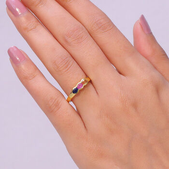 D'Joy Blauer Saphir, Mehrfarbig Saphir Ring 925 Silber Vergoldet (Gr&ouml;&szlig;e 17.00) ca. 0,61 ct