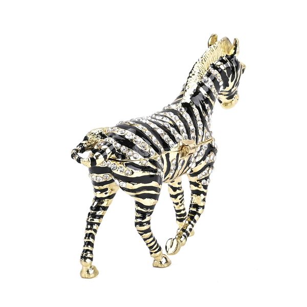 LIVMORE Zebra-Design Schmuckdose, 9x2,5x7cm, Schwarz-Wei&szlig; image number 3