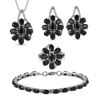 Schwarzes Spinell-Schmuckset - 34,73 ct.