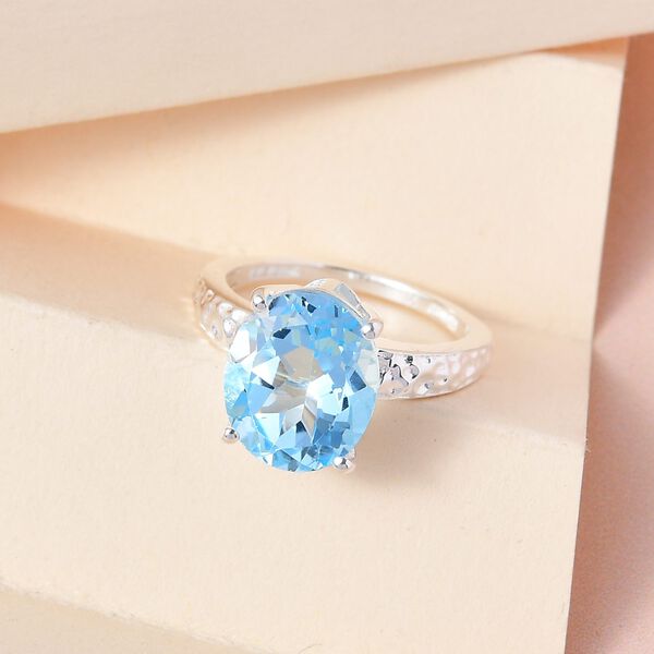 Himmelblauer Topas Ring 925 Silber (Gr&ouml;&szlig;e 16.00) ca. 5,61 ct image number 2