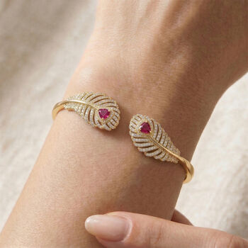 Roter Kristall und wei&szlig;er Zirkonia 19cm Armreif