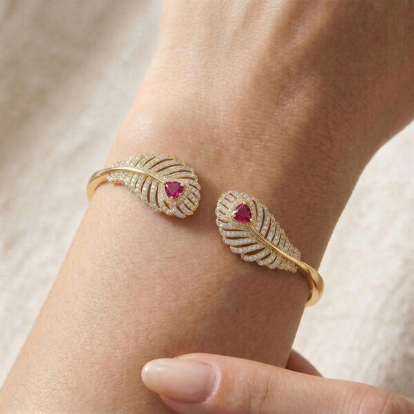 Roter Kristall und wei&szlig;er Zirkonia 19cm Armreif image number 3