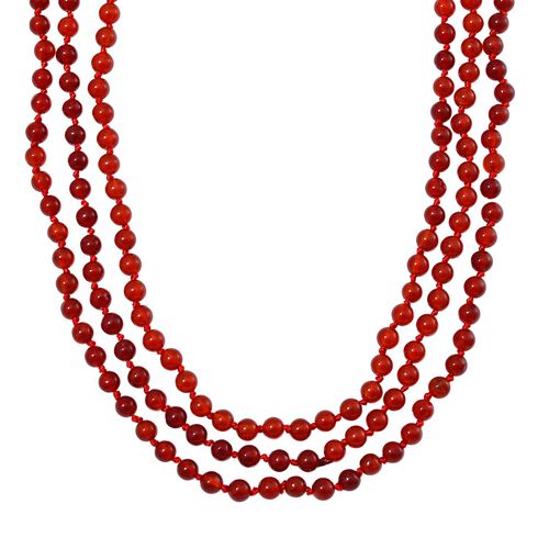 Dreilagige rote Achat-Halskette, 150cm - 375 ct. image number 0