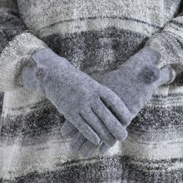 Kashmir Handschuhe mit Supersoft Mikroplusch futter, Grau image number 3