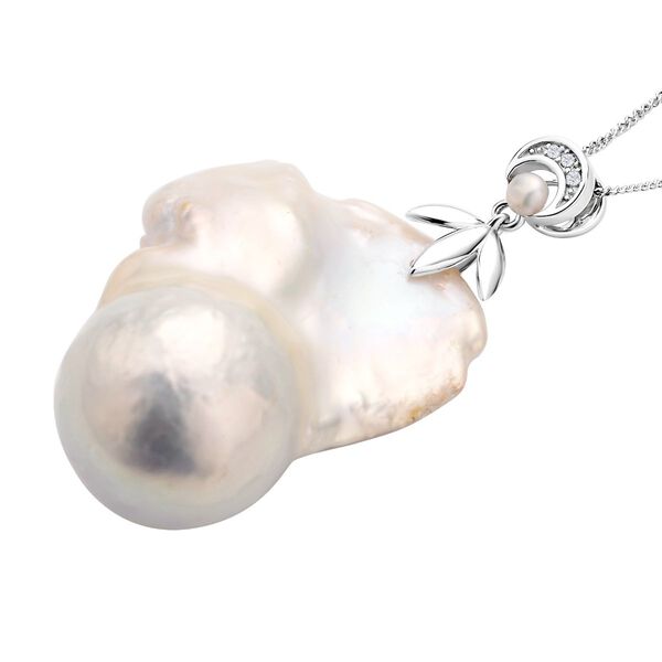 S&uuml;&szlig;wasser Perlen-Anh&auml;nger mit Kette, 925 Silber rhodiniert ca. 0.09 ct image number 4