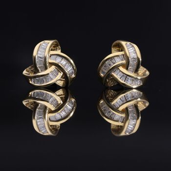 LUXURIANT SI-GH SGL zertifizierte Labor Diamant Liebesknoten Ohrringe, 925 Silber 750 Gelbgold Vermeil - 0,25 ct.