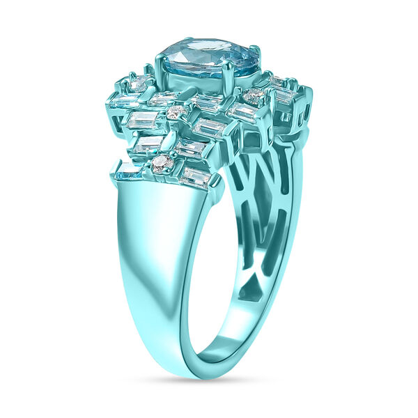 D'Joy AA blauer Zirkon und Moissanit Ring - 3,12 ct. image number 4