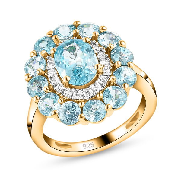 Kambodschanischer, blauer Zirkon-Ring, 925 Silber vergoldet  ca. 5,79 ct image number 4