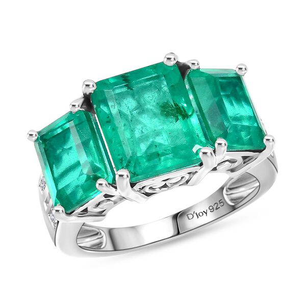 D'Joy Smaragd Triplett Quarz und Zirkon Ring - 7,16 ct. image number 4