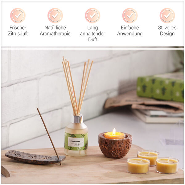 Aromatisches Duft Diffusor Set, Duft - Lemon Grass image number 9