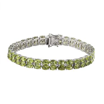 Nat&uuml;rliches Peridot-Armband, ca. 20 cm, 925 Silber platiniert, ca. 29,88 ct