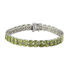 Natürliches Peridot-Armband, ca. 20 cm, 925 Silber platiniert, ca. 29,88 ct