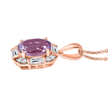 AA Rose De France Amethyst, Wei&szlig;er Zirkon Schmuckset 925 Silber 750 ros&eacute;vergoldet ca. 3,09 ct.